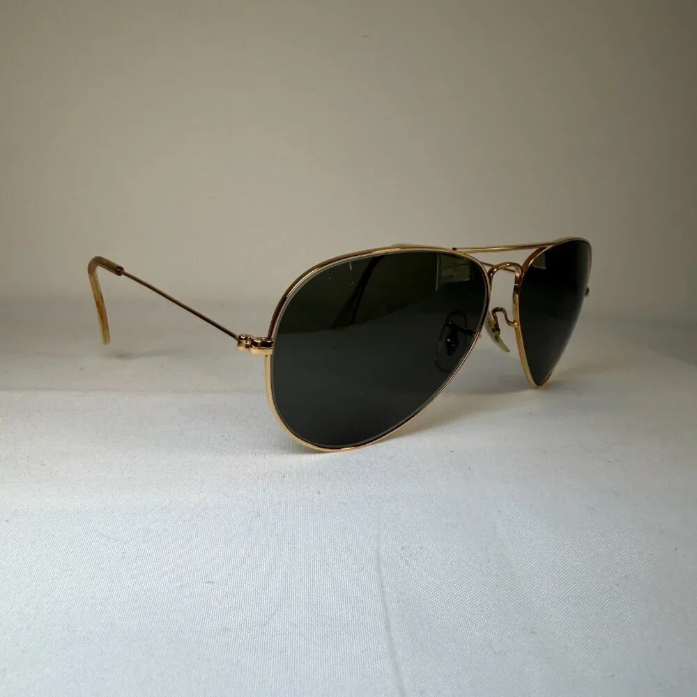 RAY BAN Gold Metal Aviator Sunglasses Small AUTHENTIC Vintage 80s